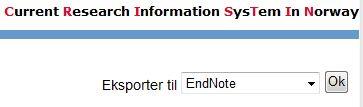 Cristin Fra det norske forskningsdokumentasjonssystemet Cristin (Current Research Information System in Norway) kan du eksportere referanser direkte til EndNote.