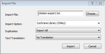 Cochrane Library 1. Velg hvilke referanser du vil eksportere (Export selected) eller eksportér alle (Export all), og klikk på en av Exportlenkene over eller under trefflisten. 2.