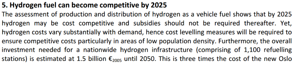 Studie om kostnader ved hydrogeninfrastruktur Total