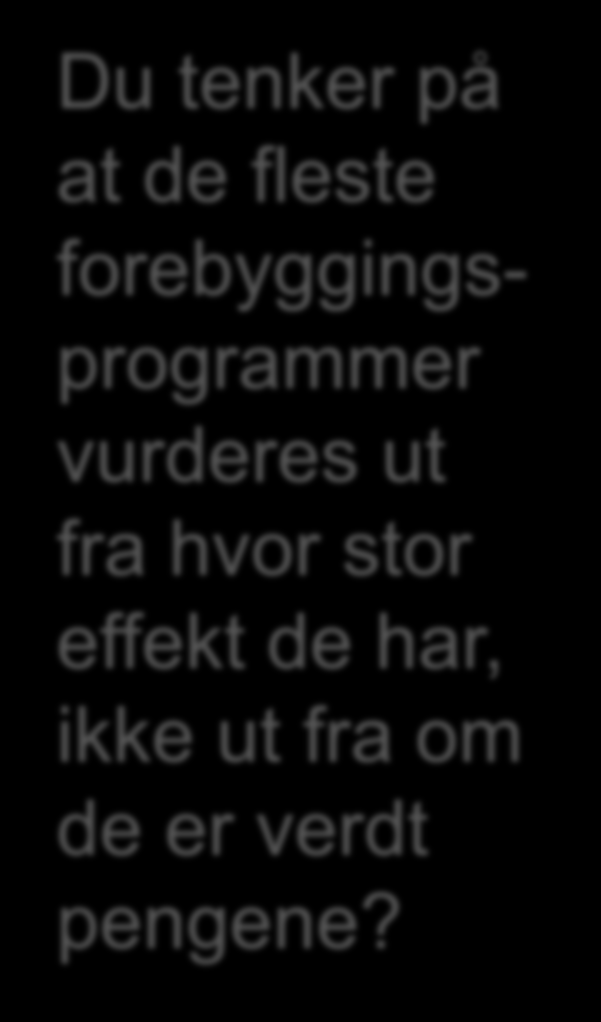 Du tenker på at de fleste forebyggingsprogrammer vurderes ut fra hvor stor