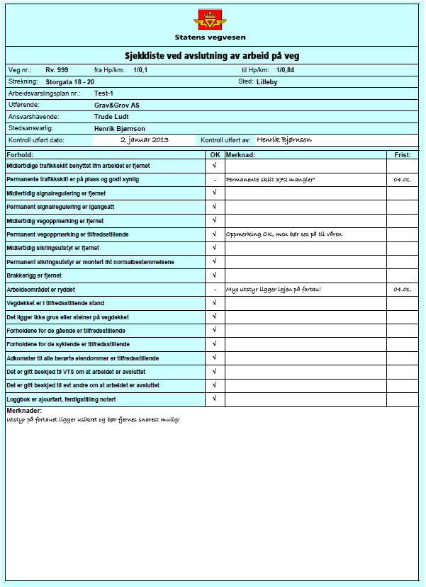 Kontroll: Sjekkliste