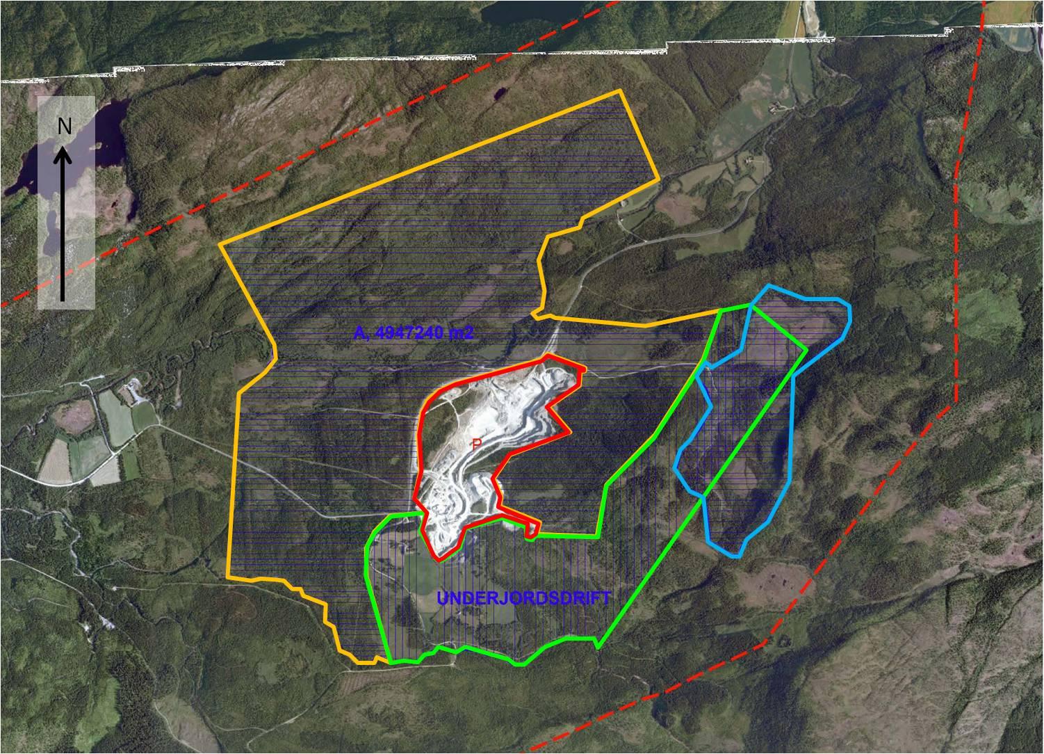 Figur 2: Ramme for mulige utvinningsområder i Tromsdalen.