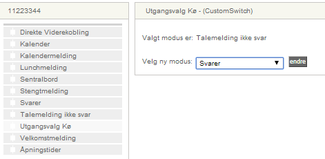 Kundestyrte moduler Utgangsvalg Kø I denne modulen kan du velge hvilken utgang du ønsker ved ikke svar fra sentralbord køen En komme ikke til