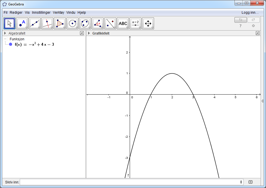 Tegne punkt på grafen Av og til er det behov for å tegne inn et punkt på grafen der en kun kjenner x- verdien.