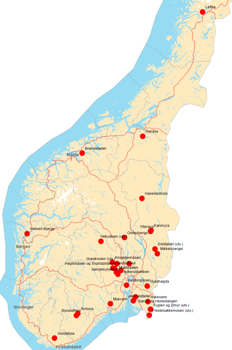 Skogvern frivillig vern Vern av: fire frivillig vern-områder i desember 2013, til sammen 13 km 2 prod.