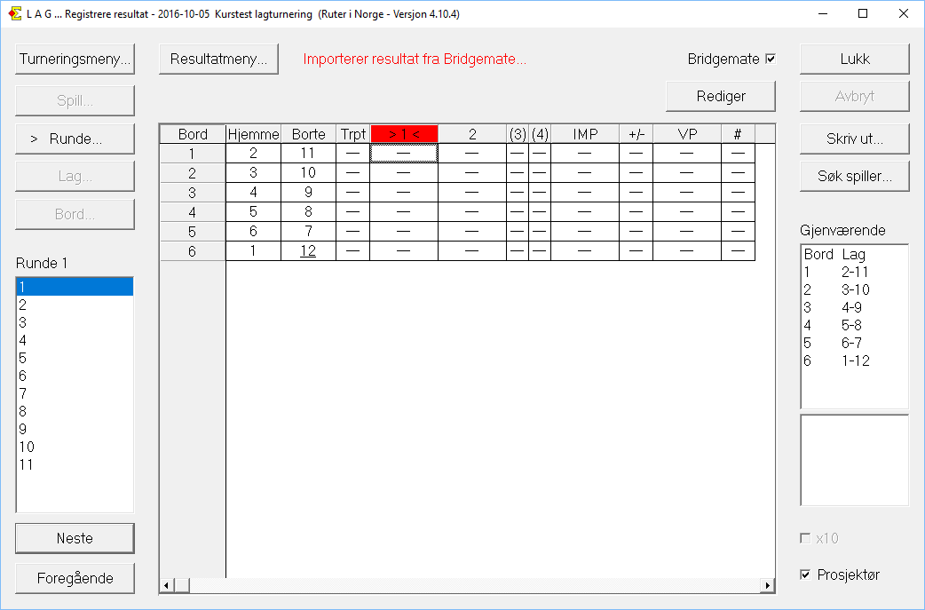 Justert score og straff Tildeling av IMP i kolonne Trpt H.laget får 3 imp 3 0 H.laget mister 3 imp -3 0 B.laget får 3 imp 0 3 B.laget mister 3 imp 0 - -3 Begge justeres h.lagets just/b.