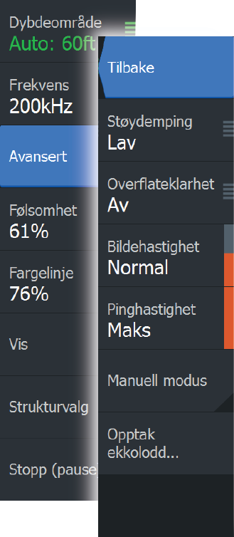 Fargelinje Brukes til å justere fargene på skjermen for å gjøre det lettere å skille myke mål fra harde.