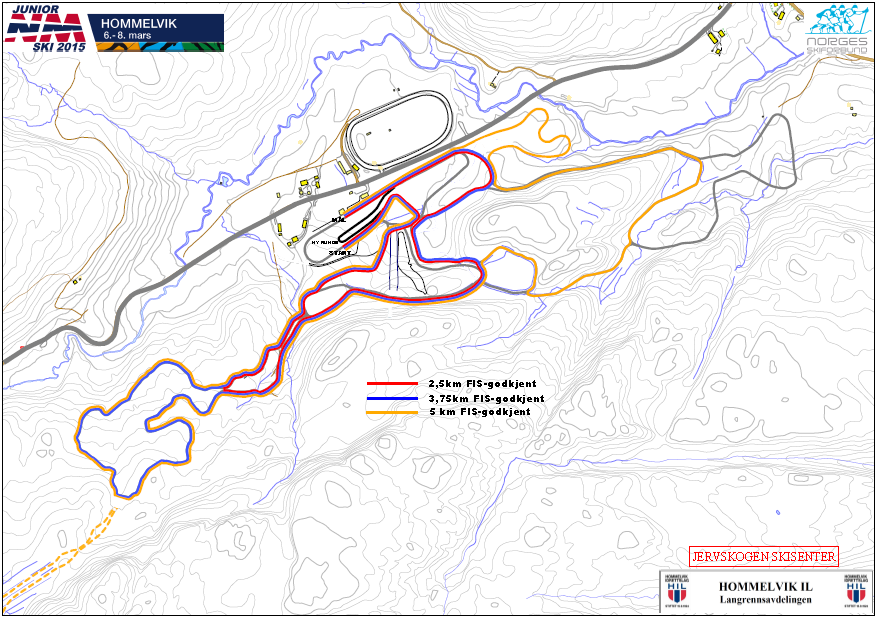 5 km 5 km-løypa benyttes i alle langrennsøvelser bortsett fra Kvinner 17 under 7,5 km friteknikk fredag 6.mars og i jentestafett søndag 8.mars. 3,75 km 3,75 km-løypa gåes to ganger av K17 i øvlsen 7,5 friteknikk.