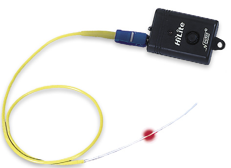 HiLite er kompakt men kraftig feilfinner med synlig og ufarlig Laser lys. Et godt hjelpemiddel for å identifisere skarpt bøyde fiberkabler, avbrudd, dårlige sveiser med mere.