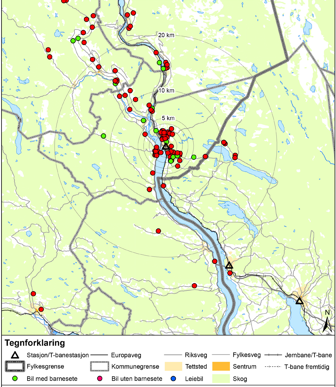 Kommunen har ikke avgiftsparkering i Moelv så det er ikke noe problem med fremmedparkering.