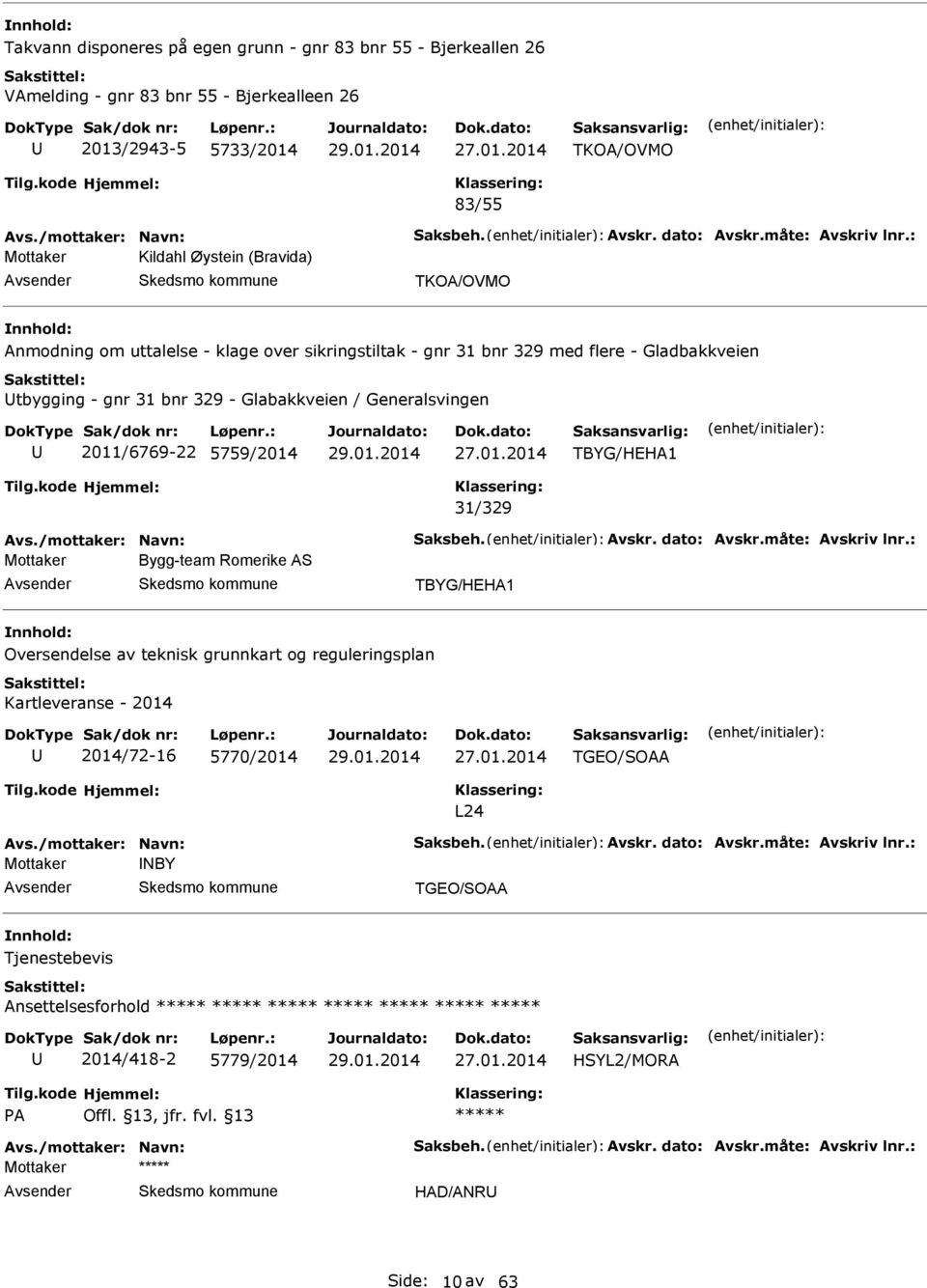 : Mottaker Kildahl Øystein (Bravida) TKO/OVMO nmodning om uttalelse - klage over sikringstiltak - gnr 31 bnr 329 med flere - Gladbakkveien tbygging - gnr 31 bnr 329 - Glabakkveien / Generalsvingen