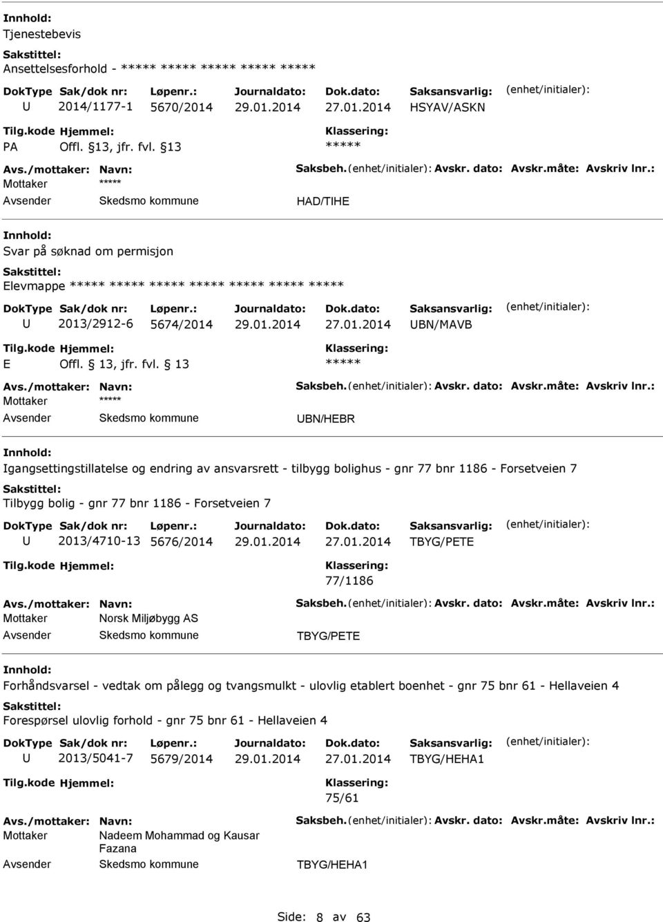 : Mottaker BN/HBR gangsettingstillatelse og endring av ansvarsrett - tilbygg bolighus - gnr 77 bnr 1186 - Forsetveien 7 Tilbygg bolig - gnr 77 bnr 1186 - Forsetveien 7 2013/4710-13 5676/2014 TBYG/PT