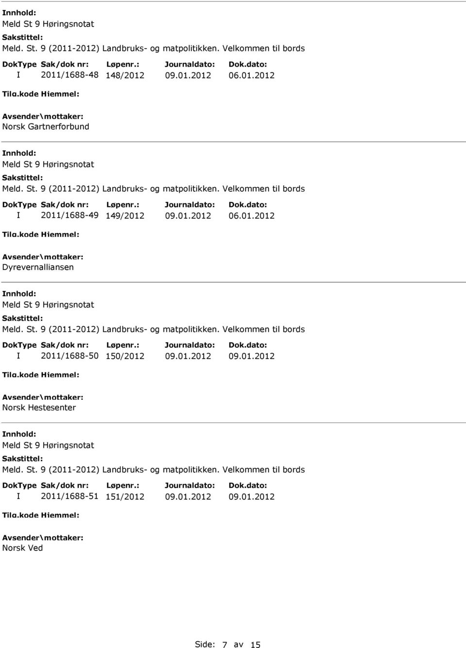 Dyrevernalliansen nnhold: 2011/1688-50 150/2012