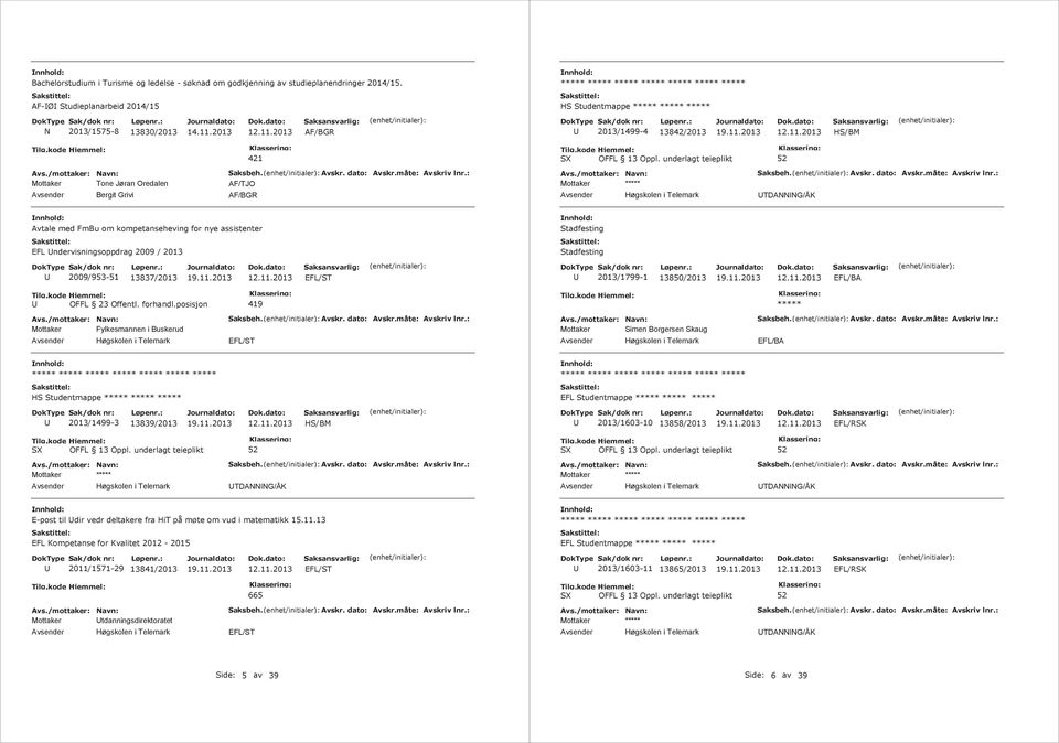 underlagt teieplikt Mottaker Tone Jøran Oredalen Bergit Grivi AF/TJO AF/BGR TDAG/ÅK Avtale med FmBu om kompetanseheving for nye assistenter Stadfesting EFL ndervisningsoppdrag 2009 / 2013 Stadfesting