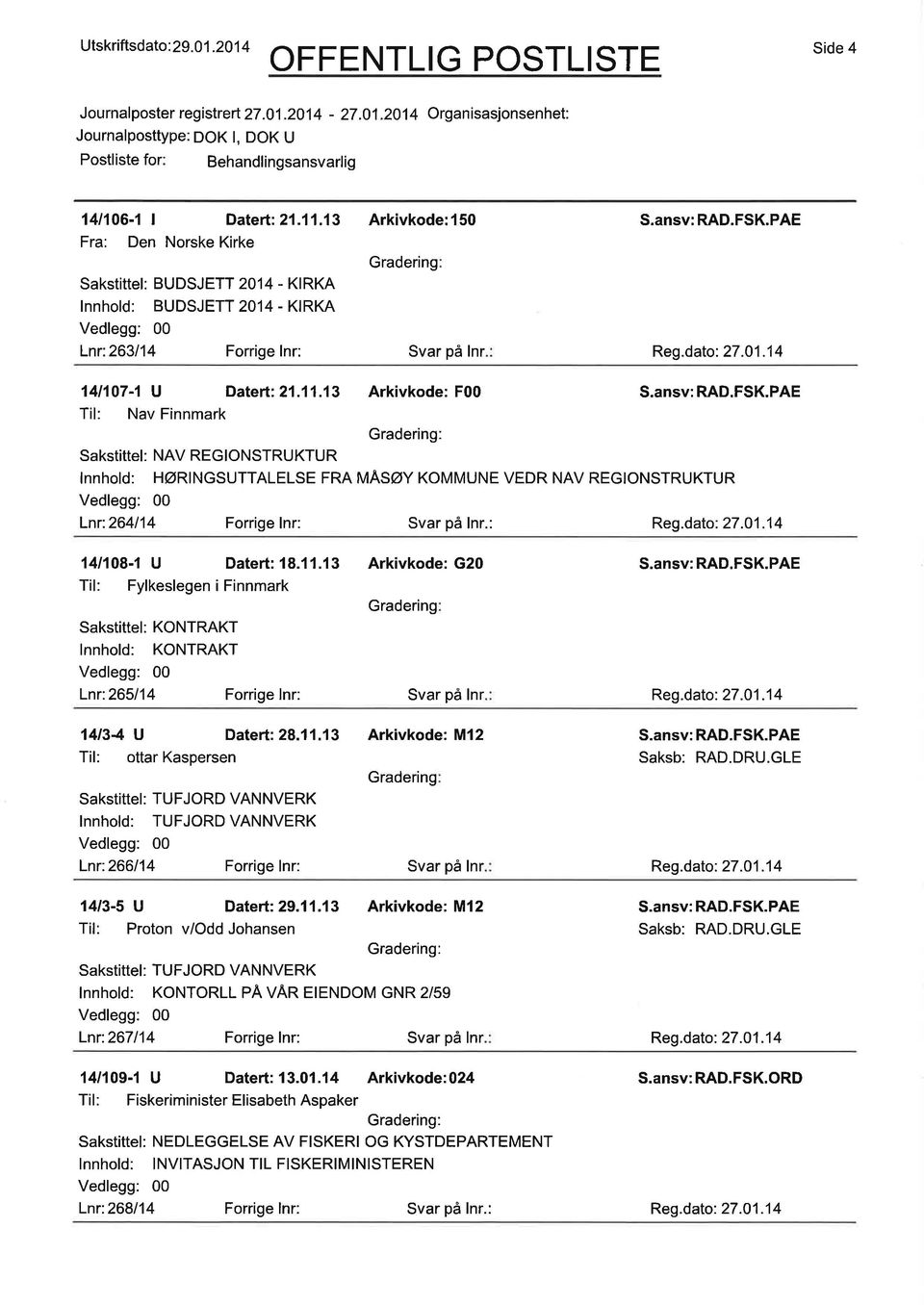 ansv:RAD.FSK.PAE Til: Nav Finnmark Sakstittel: NAV REGIONSTRUKTUR INNhOId: HØRINGSUTTALELSE FRA MASØY KOMMUNE VEDR NAV REGIONSTRUKTUR Lnr:264114 Forrige lnr:.: 141108-1 U Datert: 18.'11.