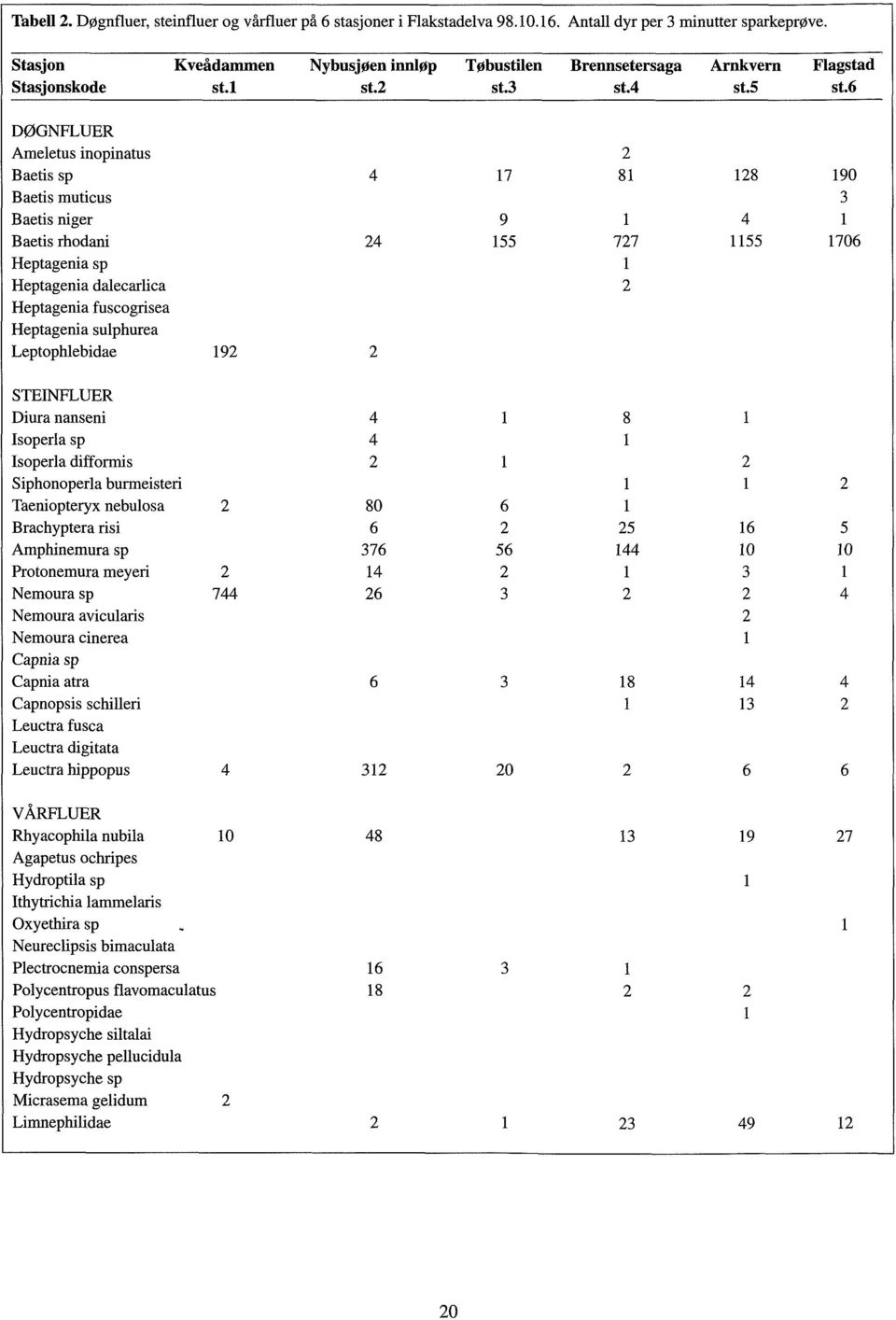 DØGFLUER Ameletus inopinatus Baetis sp Baetis muticus Baetis niger Baetis rhodani Heptagenia sp Heptagenia dalecarlica Heptagenia fuscogrisea Heptagenia sulphurea Leptophlebidae STEIFLUER Diura