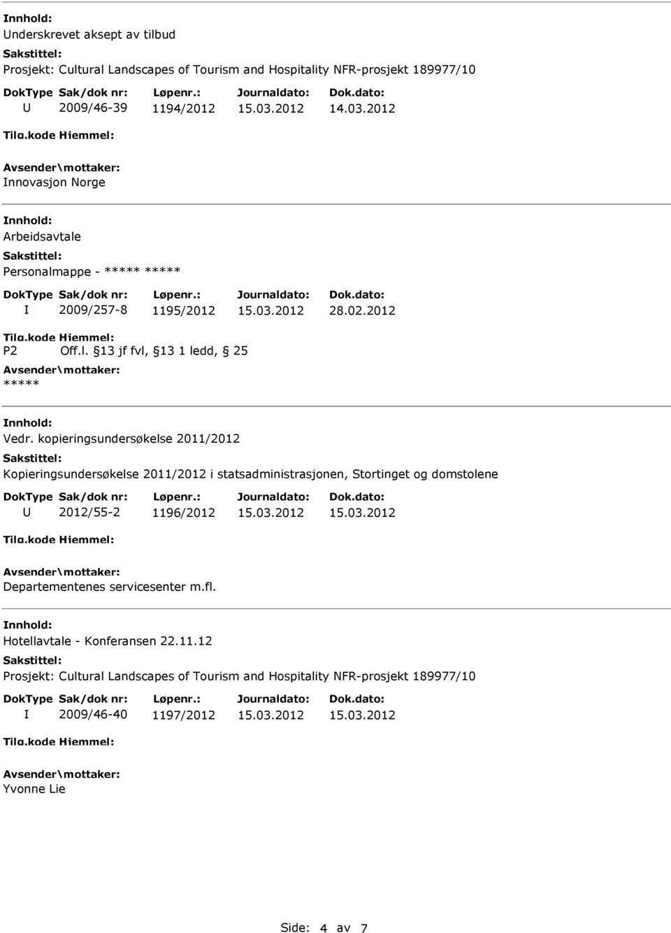 kopieringsundersøkelse 2011/2012 Kopieringsundersøkelse 2011/2012 i statsadministrasjonen,