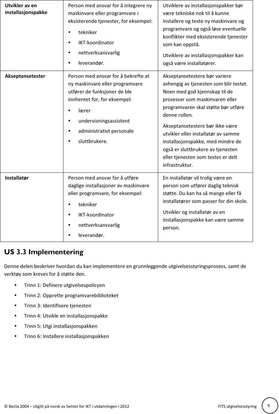 Person med ansvar for å bekrefte at ny maskinvare eller programvare utfører de funksjoner de ble innhentet for, for eksempel: lærer undervisningsassistent administrativt personale sluttbrukere.