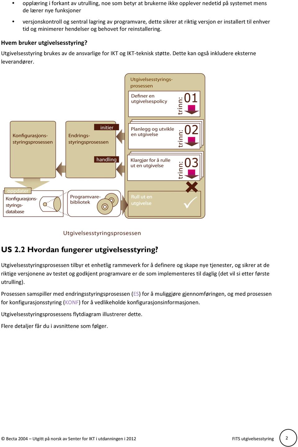 Dette kan også inkludere eksterne leverandører. US 2.2 Hvordan fungerer utgivelsesstyring?