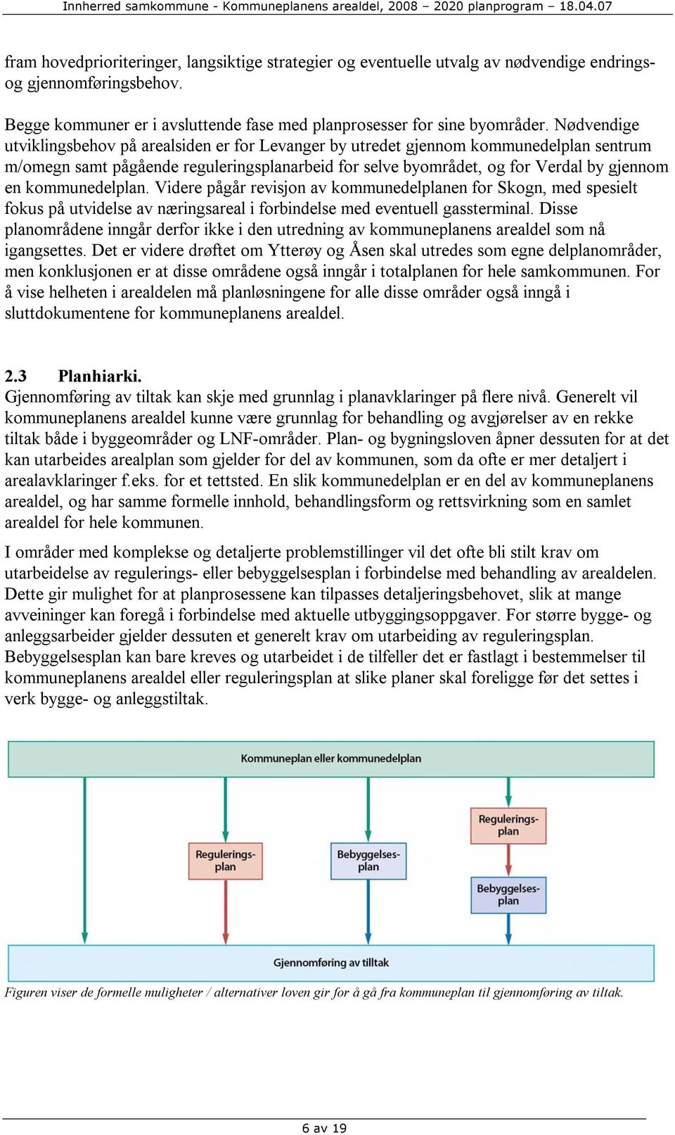 kommunedelplan. Videre pågår revisjon av kommunedelplanen for Skogn, med spesielt fokus på utvidelse av næringsareal i forbindelse med eventuell gassterminal.