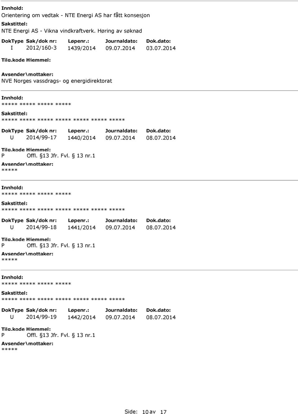 Høring av søknad 2012/160-3 1439/2014 03.07.