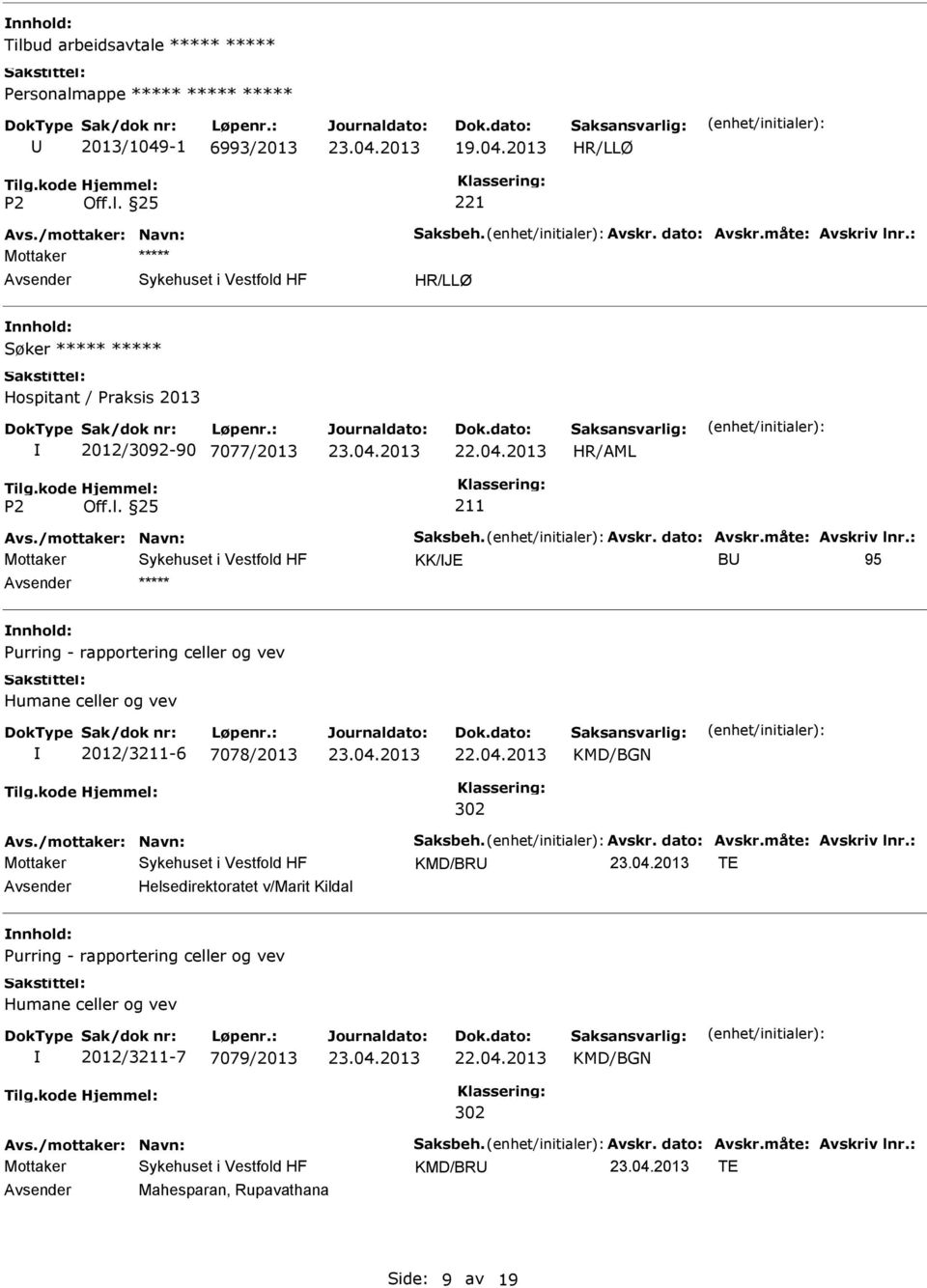 2012/3-6 7078/2013 KMD/BGN 302 KMD/BR TE Helsedirektoratet v/marit Kildal Purring - rapportering