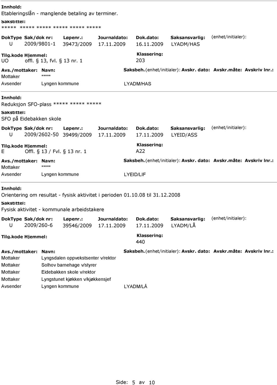 måte: Avskriv lnr.: LYED/LF Orientering om resultat - fysisk aktivitet i perioden 01.10.08 til 31.12.2008 Fysisk aktivitet - kommunale arbeidstakere 2009/260-6 39546/2009 440 Avs.