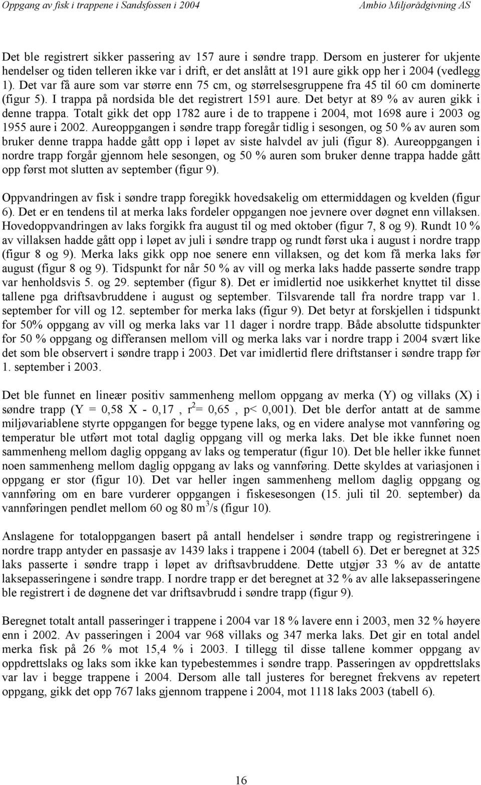 Totalt gikk det opp 1782 aure i de to trappene i 2004, mot 1698 aure i 2003 og 1955 aure i 2002.