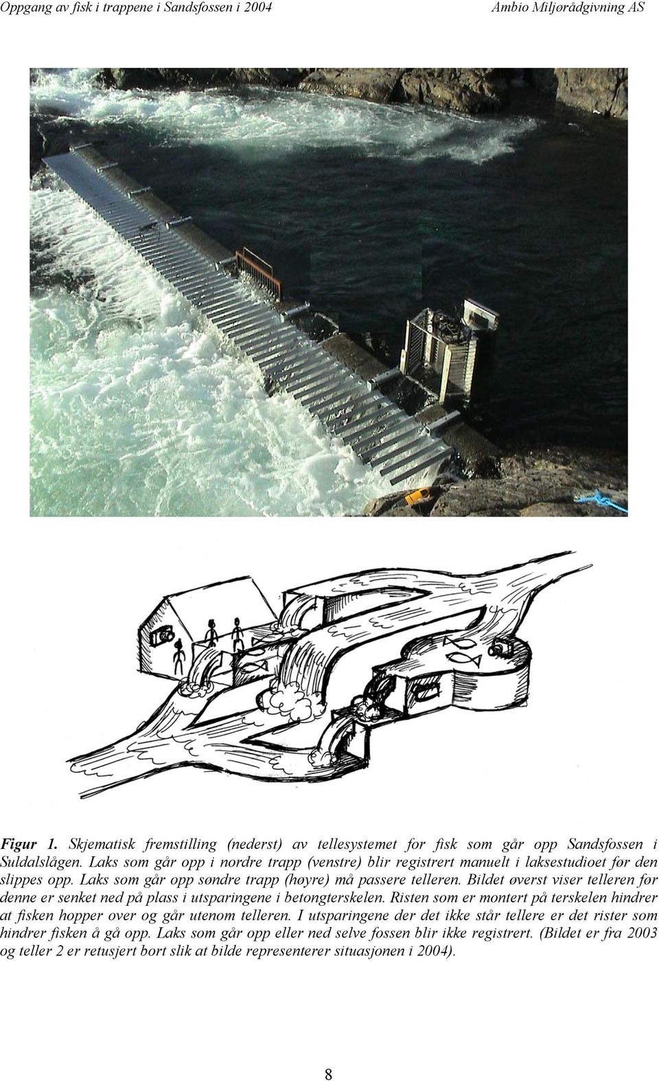 Bildet øverst viser telleren før denne er senket ned på plass i utsparingene i betongterskelen.