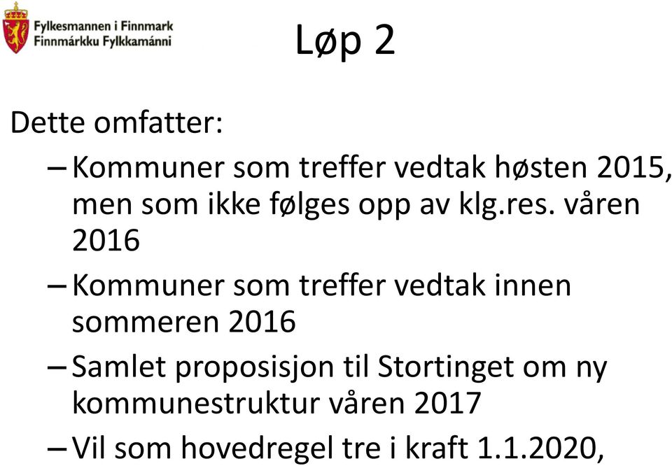 våren 2016 Kommuner som treffer vedtak innen sommeren 2016 Samlet