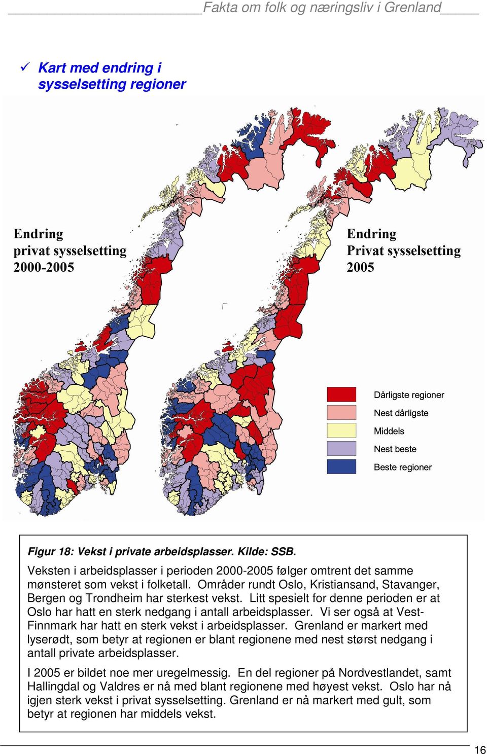 Vi ser også at Vest- Finnmark har hatt en sterk vekst i arbeidsplasser.