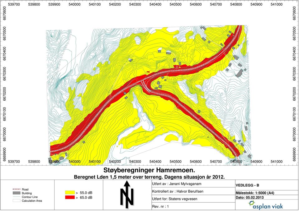 6669800 Road Building Contour Line Calculation Area > 55.0 db > 65.