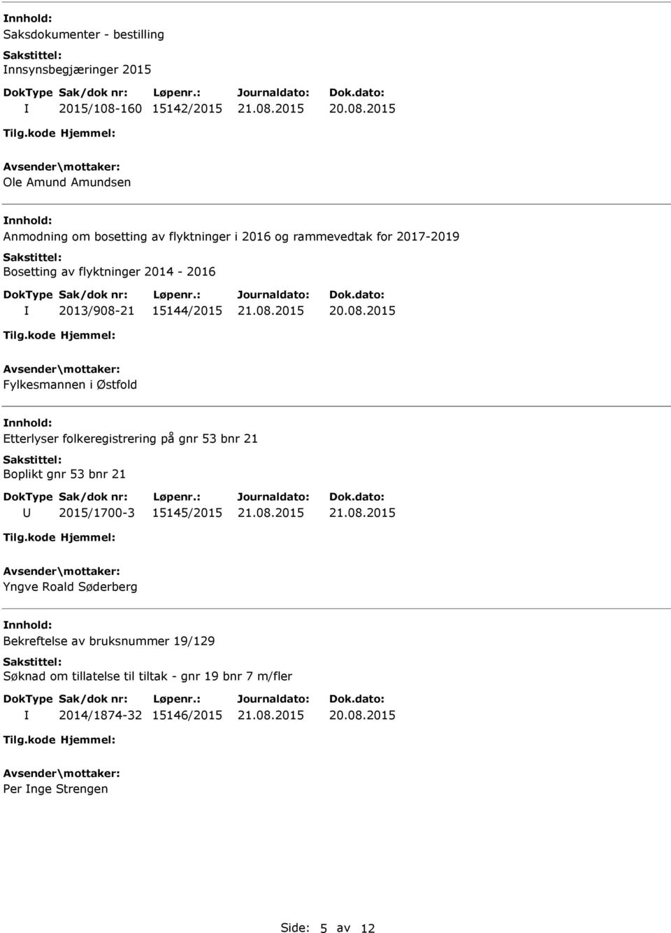 Østfold Etterlyser folkeregistrering på gnr 53 bnr 21 Boplikt gnr 53 bnr 21 2015/1700-3 15145/2015 Yngve Roald Søderberg