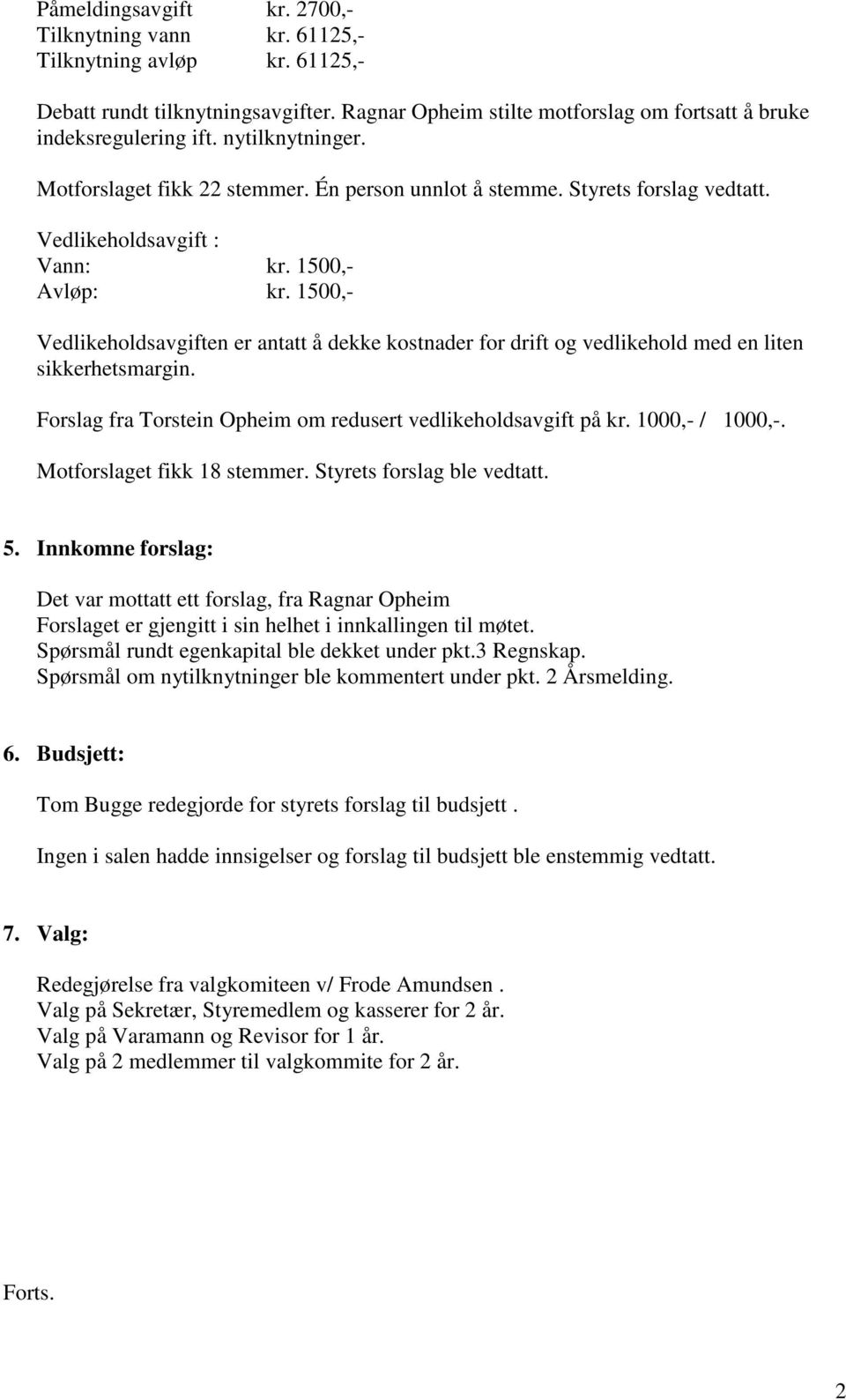 1500,- Vedlikeholdsavgiften er antatt å dekke kostnader for drift og vedlikehold med en liten sikkerhetsmargin. Forslag fra Torstein Opheim om redusert vedlikeholdsavgift på kr. 1000,- / 1000,-.