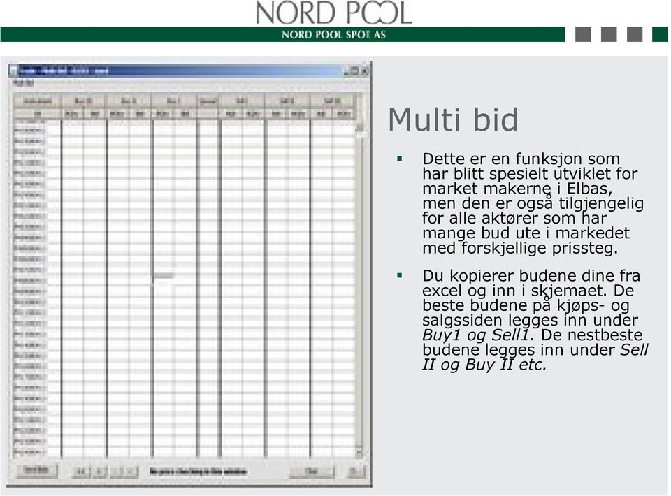 prissteg. Du kopierer budene dine fra excel og inn i skjemaet.