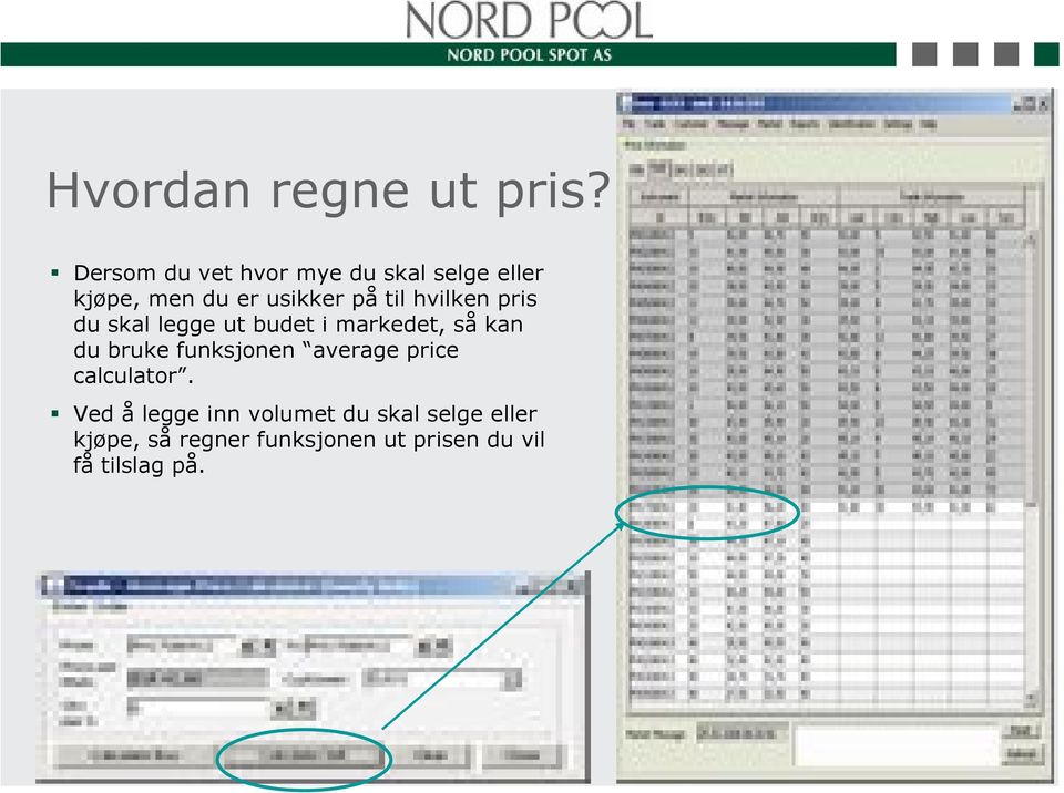 hvilken pris du skal legge ut budet i markedet, så kan du bruke funksjonen