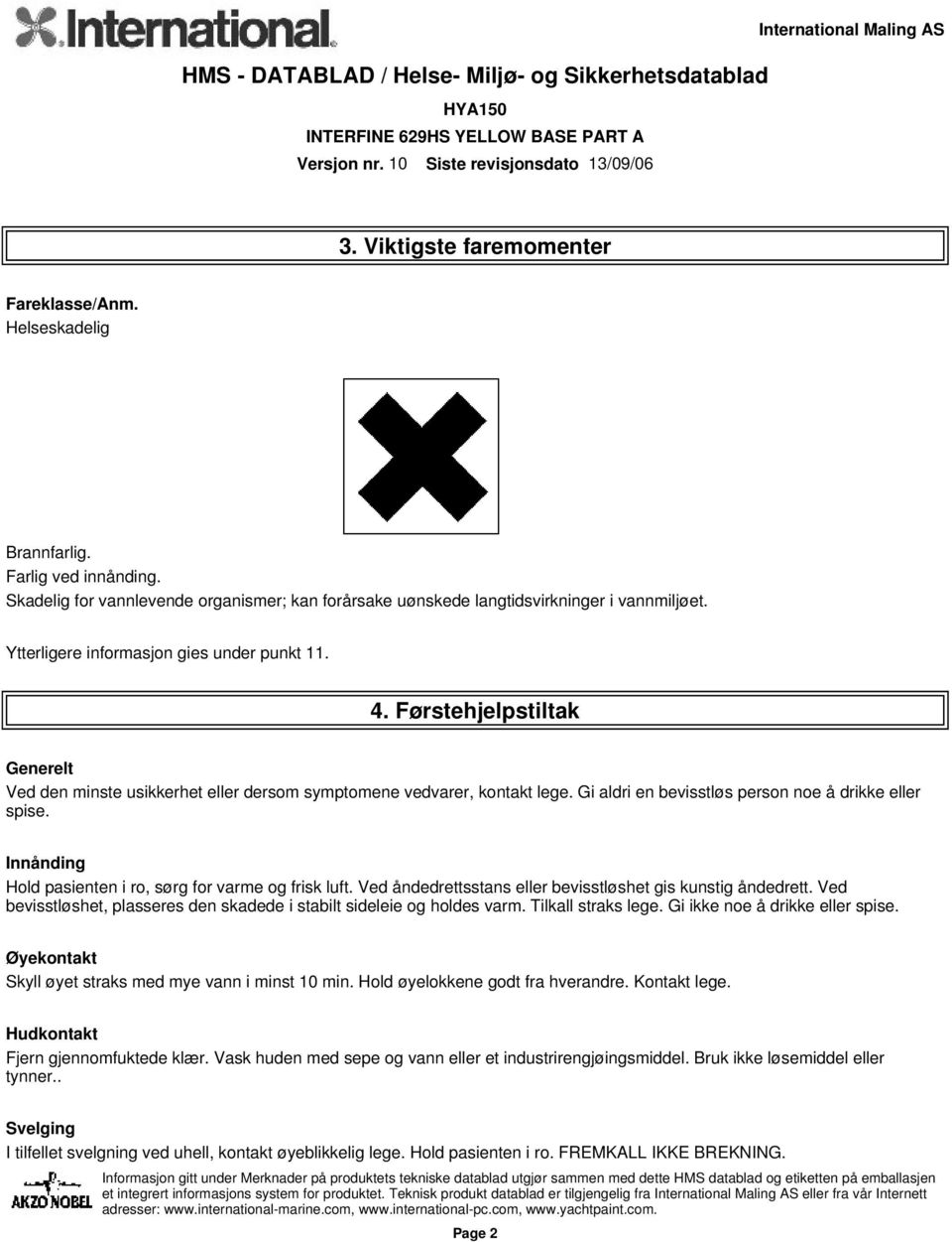 Gi aldri en bevisstløs person noe å drikke eller spise. Innånding Hold pasienten i ro, sørg for varme og frisk luft. Ved åndedrettsstans eller bevisstløshet gis kunstig åndedrett.