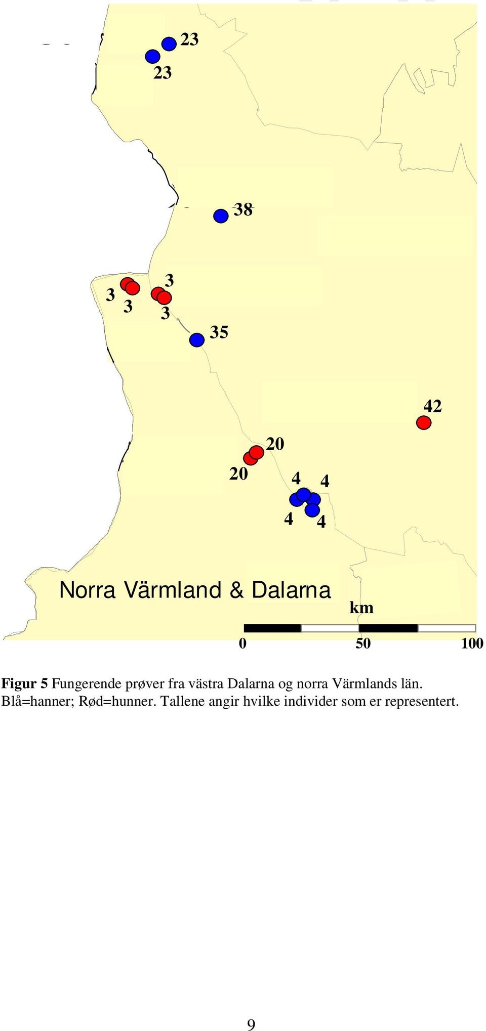 0 50 100 Figur 5 Fungerende prøver fra västra Dalarna og norra Värmlands