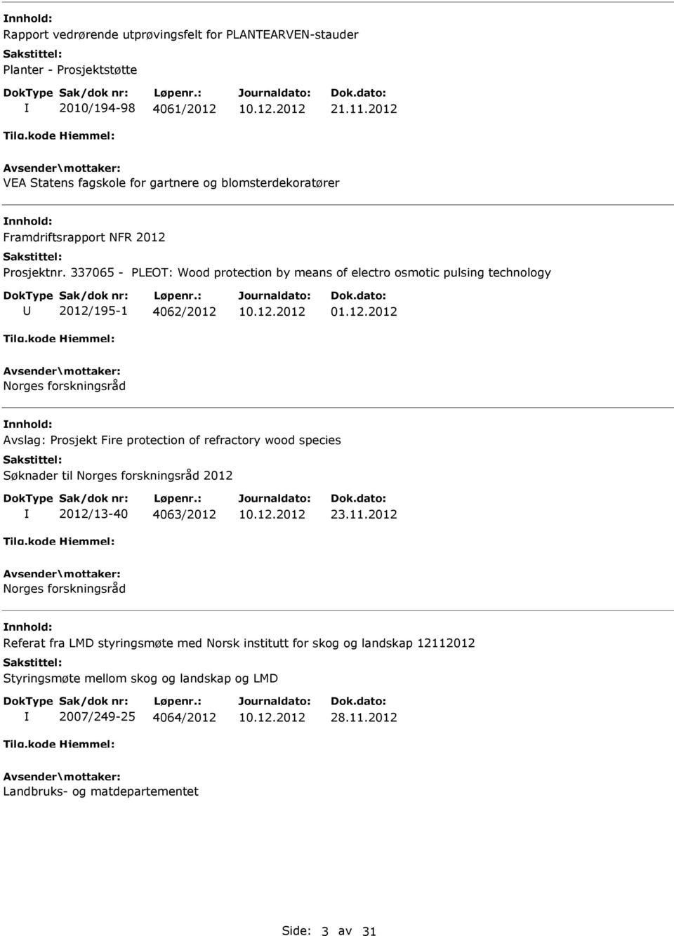 337065 - PLEOT: Wood protection by means of electro osmotic pulsing technology 2012/