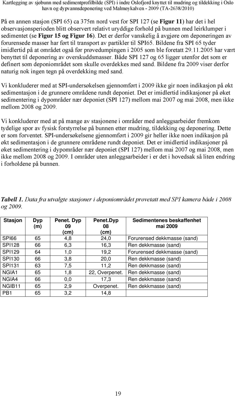 Bildene fra SPI 65 tyder imidlertid på at området også før prøvedumpingen i 2005 som ble foretatt 29.11.2005 har vært benyttet til deponering av overskuddsmasser.