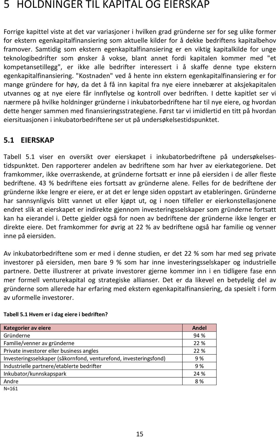 Samtidig som ekstern egenkapitalfinansiering er en viktig kapitalkilde for unge teknologibedrifter som ønsker å vokse, blant annet fordi kapitalen kommer med "et kompetansetillegg", er ikke alle