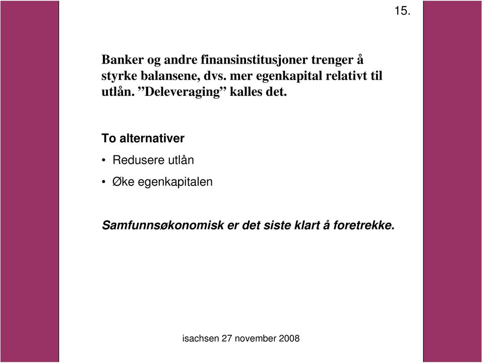 Deleveraging kalles det.