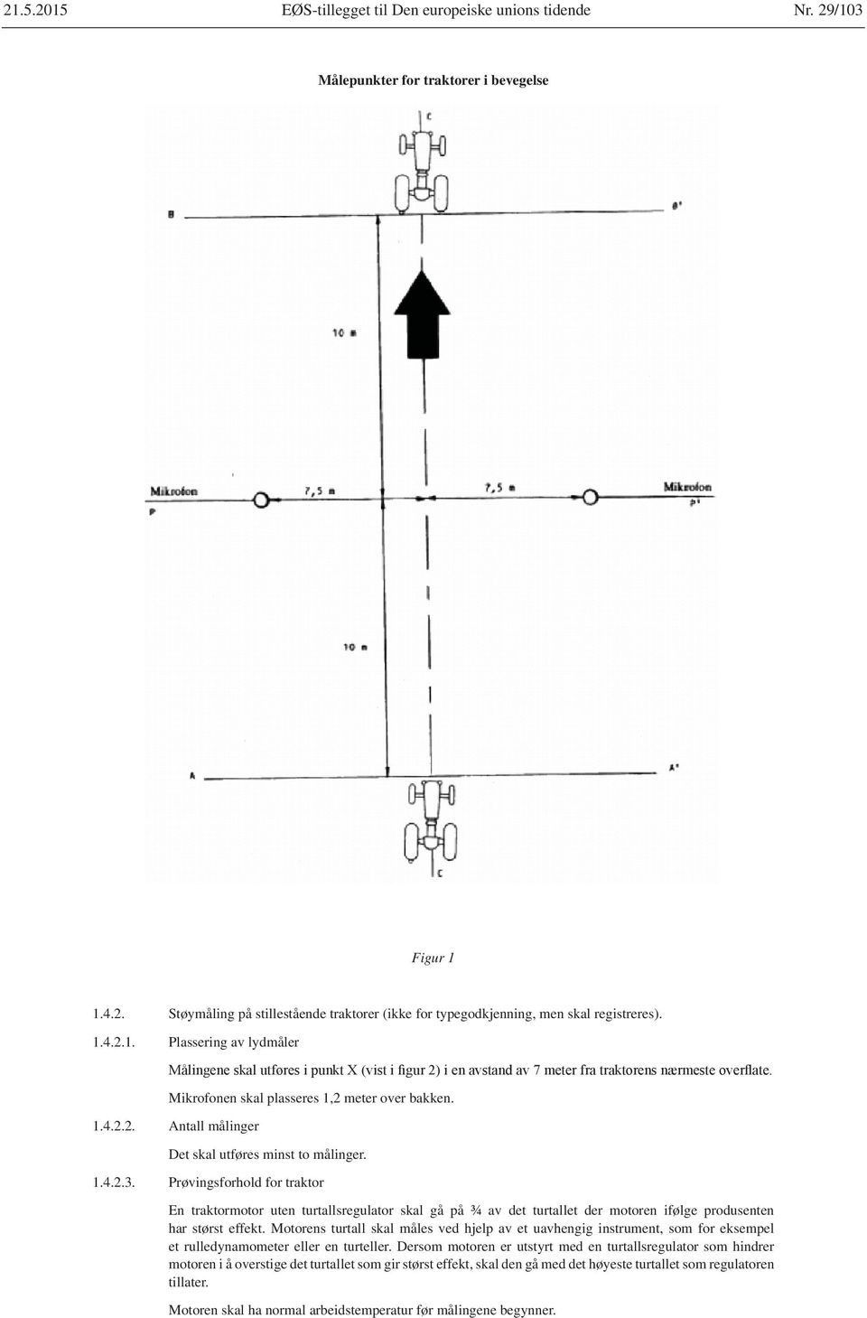 Prøvingsforhold for traktor En traktormotor uten turtallsregulator skal gå på ¾ av det turtallet der motoren ifølge produsenten har størst effekt.