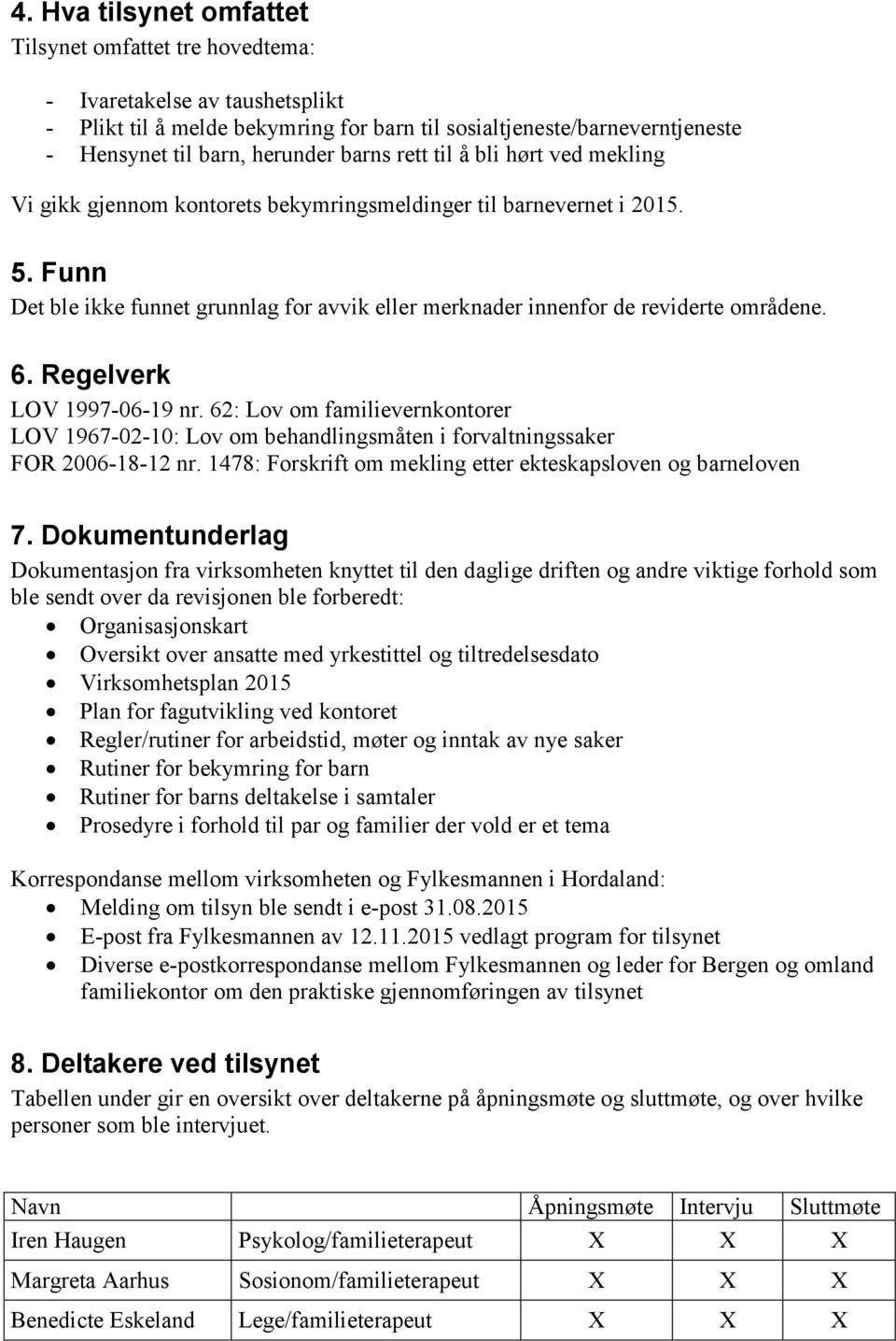 Funn Det ble ikke funnet grunnlag for avvik eller merknader innenfor de reviderte områdene. 6. Regelverk LOV 1997-06-19 nr.