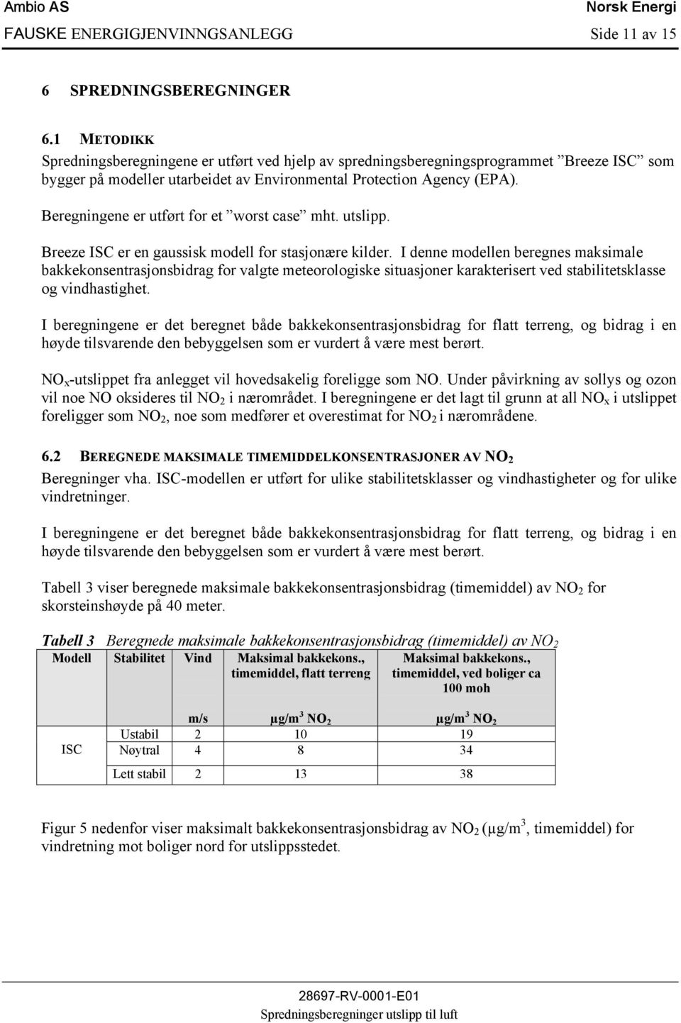 Beregningene er utført for et worst case mht. utslipp. Breeze ISC er en gaussisk modell for stasjonære kilder.