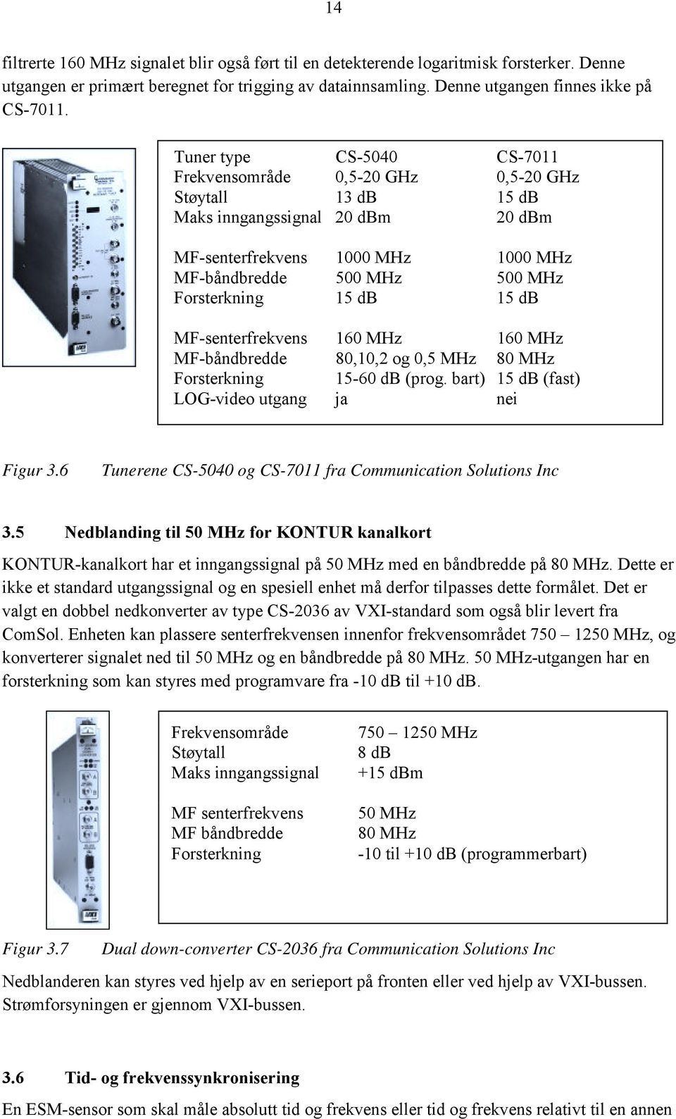 15 db 15 db MF-senterfrekvens 160 MHz 160 MHz MF-båndbredde 80,10,2 og 0,5 MHz 80 MHz Forsterkning 15-60 db (prog. bart) 15 db (fast) LOG-video utgang ja nei Figur 3.