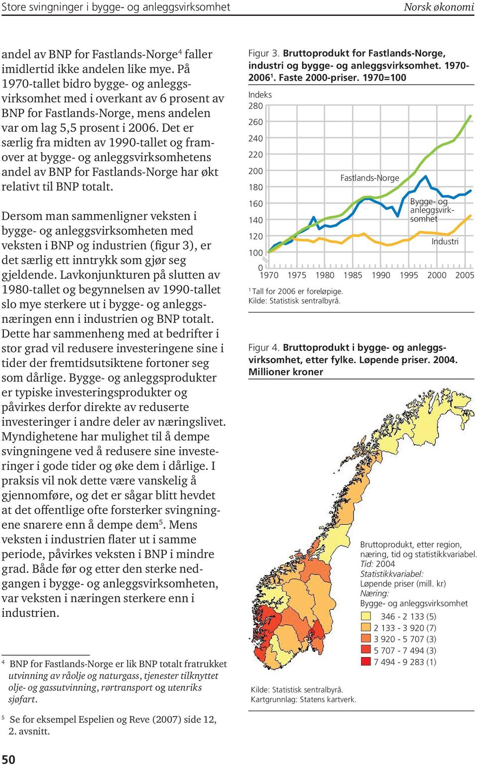 Det er særlig fra midten av 199-tallet og framover at bygge- og anleggsvirksomhetens andel av BNP for Fastlands-Norge har økt relativt til BNP totalt.