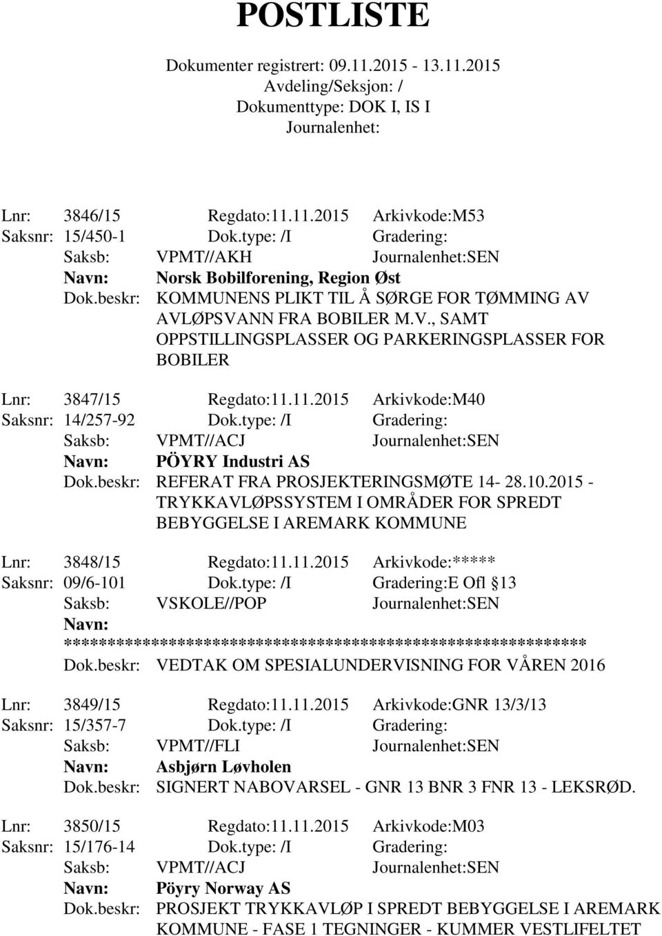 11.2015 Arkivkode:M40 Saksnr: 14/257-92 Dok.type: /I Gradering: Saksb: VPMT//ACJ SEN PÖYRY Industri AS Dok.beskr: REFERAT FRA PROSJEKTERINGSMØTE 14-28.10.