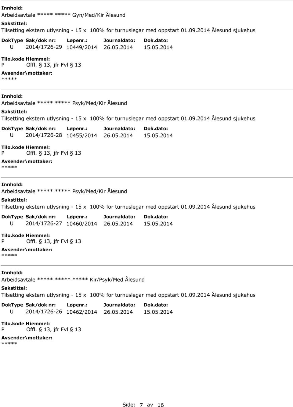 Arbeidsavtale syk/med/kir Ålesund 2014/1726-27 10460/2014