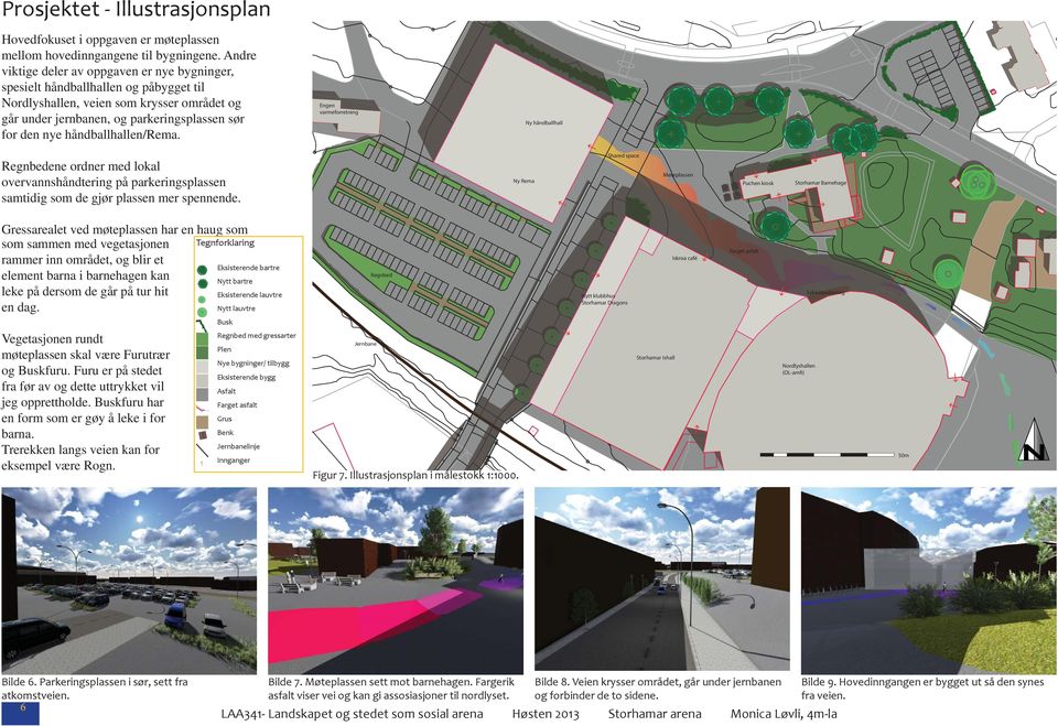 håndballhallen/rema. Engen varmeforretning Ny håndballhall Shared space Regnbedene ordner med lokal overvannshåndtering på parkeringsplassen samtidig som de gjør plassen mer spennende.